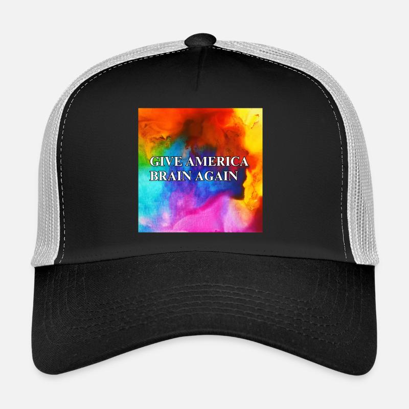 Give America Brain Again - buntes Design colorful - Trucker Cap - Schwarz/Steingrau
