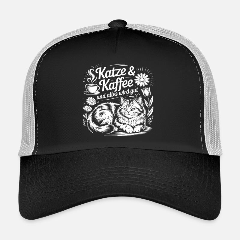 Katze und Kaffee ist alles was ich brauche Trucker Cap