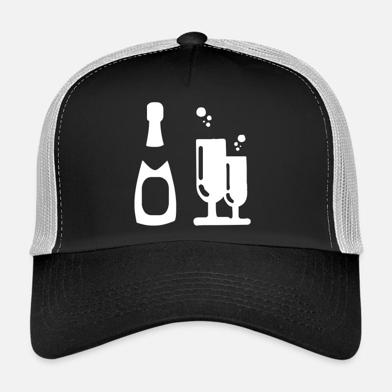 Sekt mit Gläsern Trucker Cap