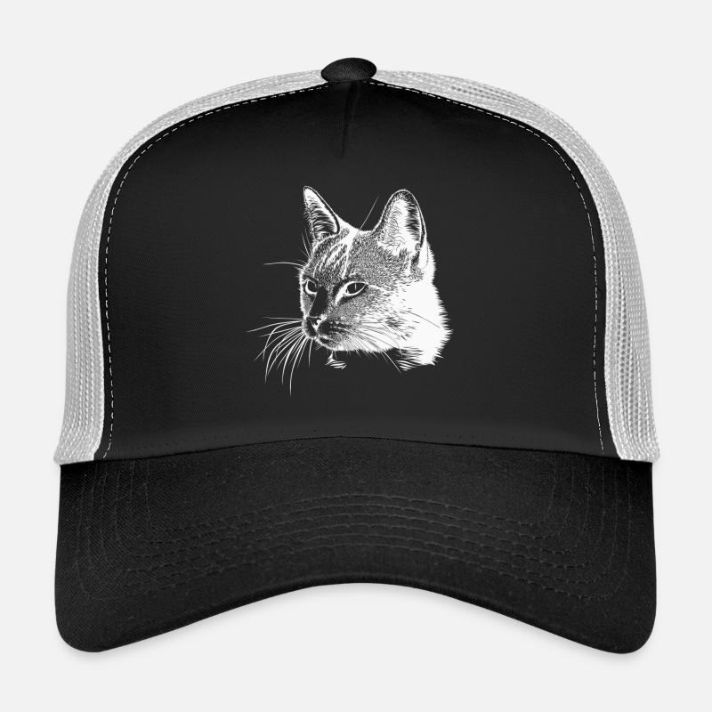 Tête de chat - Blanc Casquette trucker 