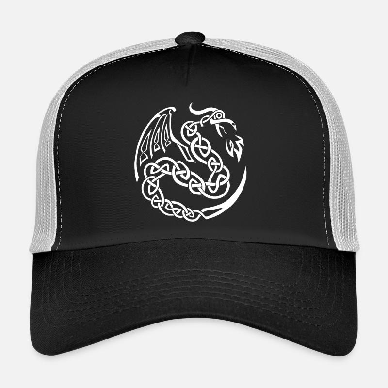 White celtic dragon - Trucker Cap - black/stone grey