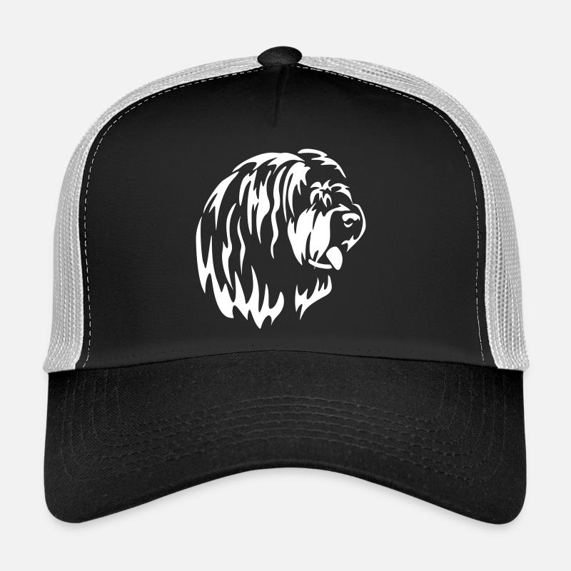 Bearded Collie Kopf "Black Edition" - Trucker Cap - Schwarz/Steingrau