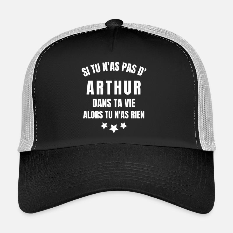 Arthur, prénom Arthur, anniversaire Arthur - Casquette trucker  - noir/gris pierre