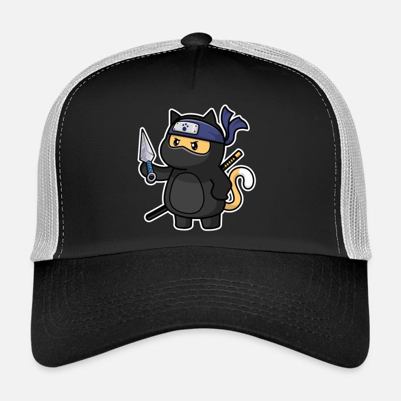 Humor Cute Cat Kawaii Chibi as Ninja Cat Trucker Cap