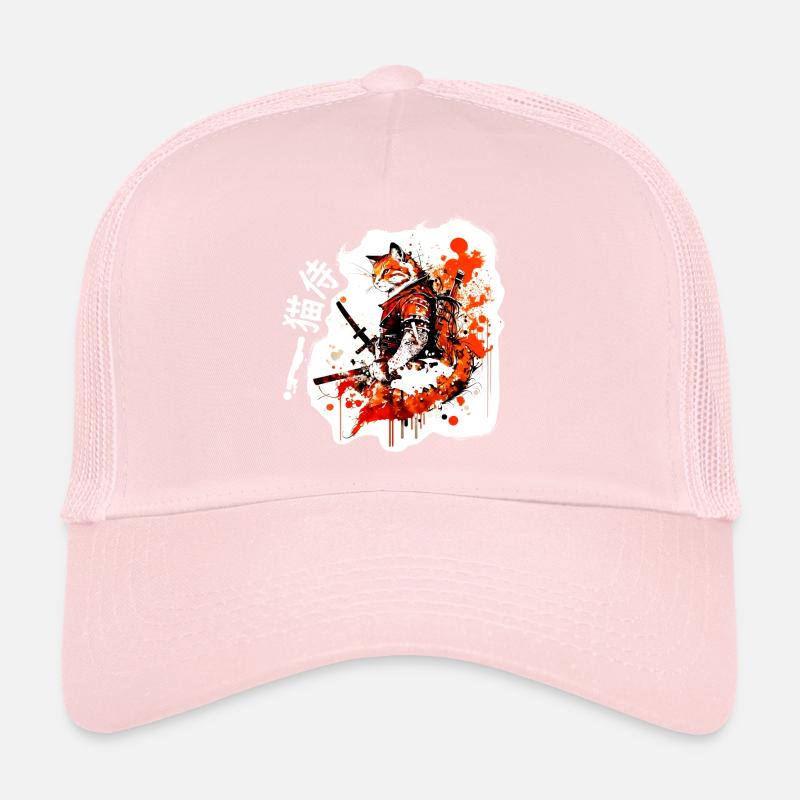 Samurai Cat in Red Trucker Cap