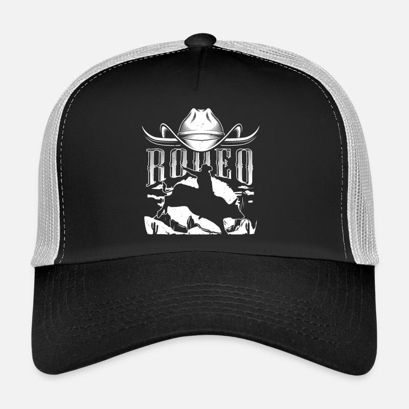 Rodeo Silhouette Bull Rider Trucker Cap