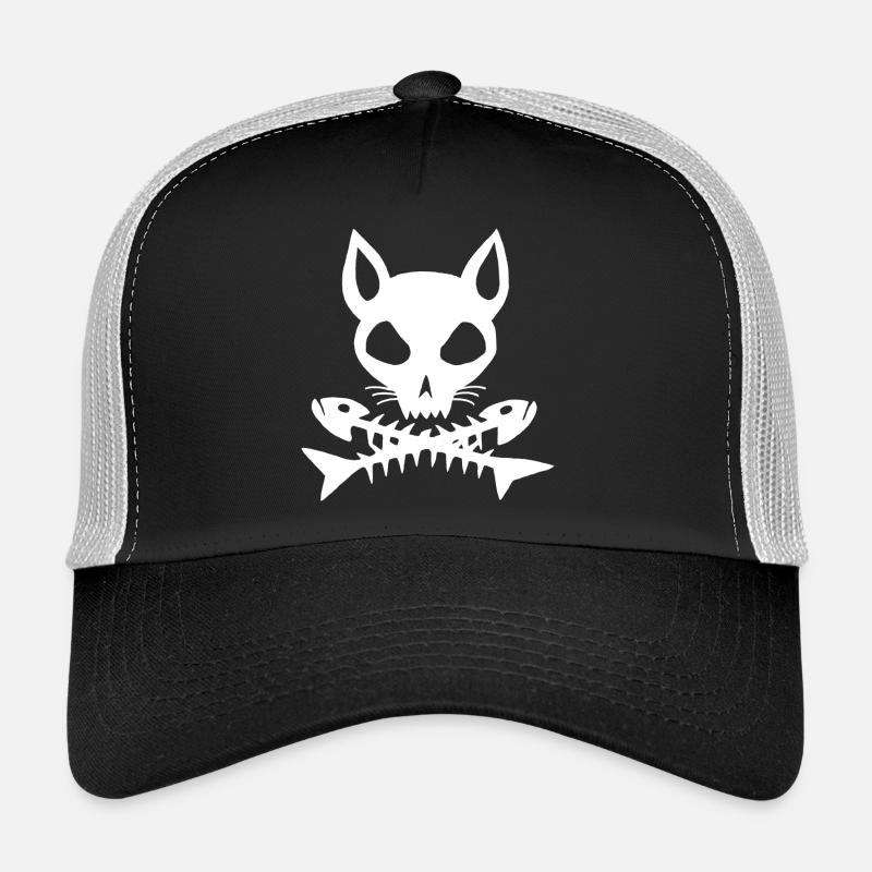 Crâne de chat blanc Casquette trucker 
