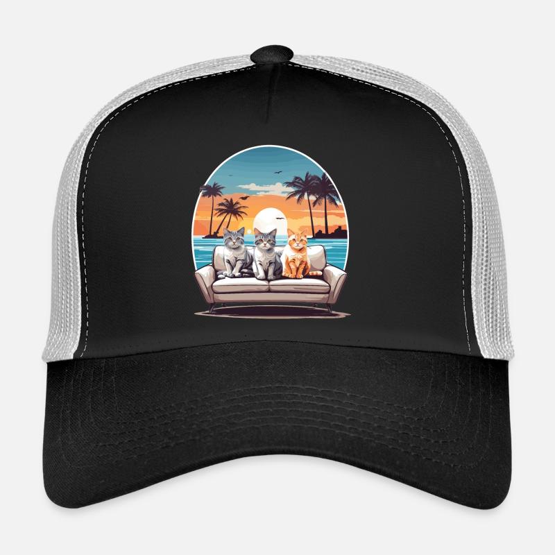 Katzen am Meer - Trucker Cap - Schwarz/Steingrau