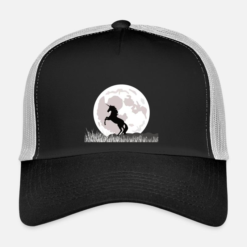 Moonlight unicorn over grassy landscape - Trucker Cap - black/stone grey