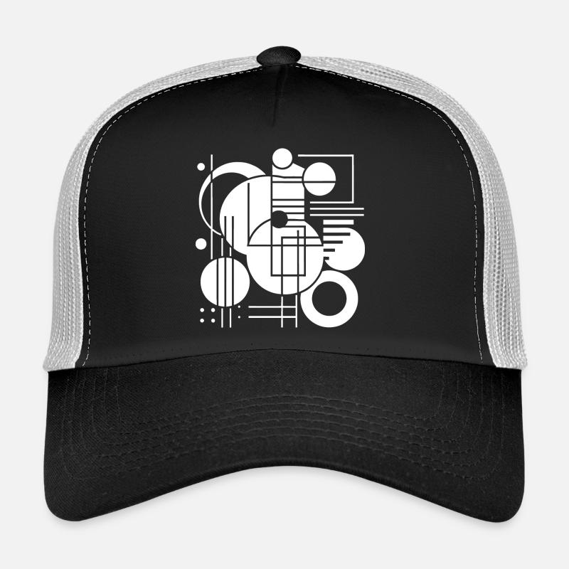Geometric Black and White Pattern Print Trucker Cap