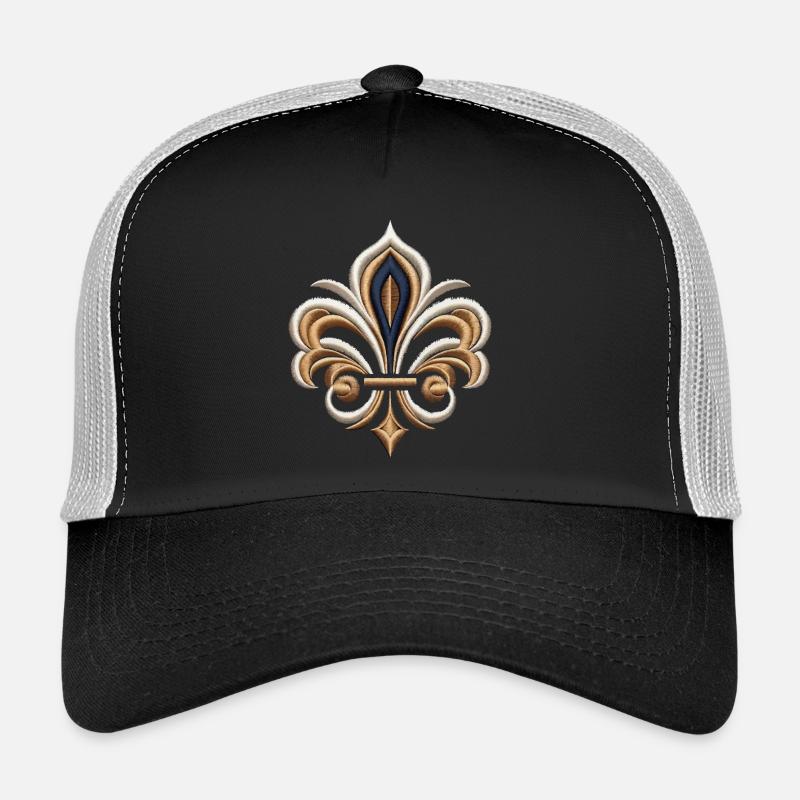 Elegant Fleur-de-Lis Embroidery Trucker Cap