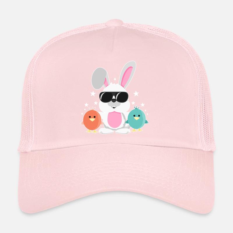 Lapin avec lunettes de soleil, poussin, lapin, lapin de Pâques Casquette trucker 
