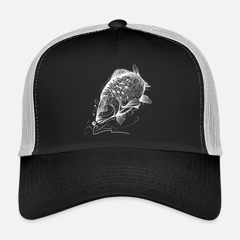 Poisson de vie ! - Tshirt de pêche carpe en blanc Casquette trucker 