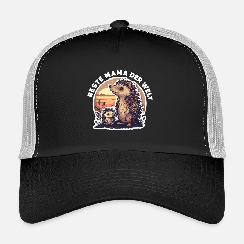 Mama Mutter Beste Mama der Welt Igel Spruch - Trucker Cap - Schwarz/Steingrau
