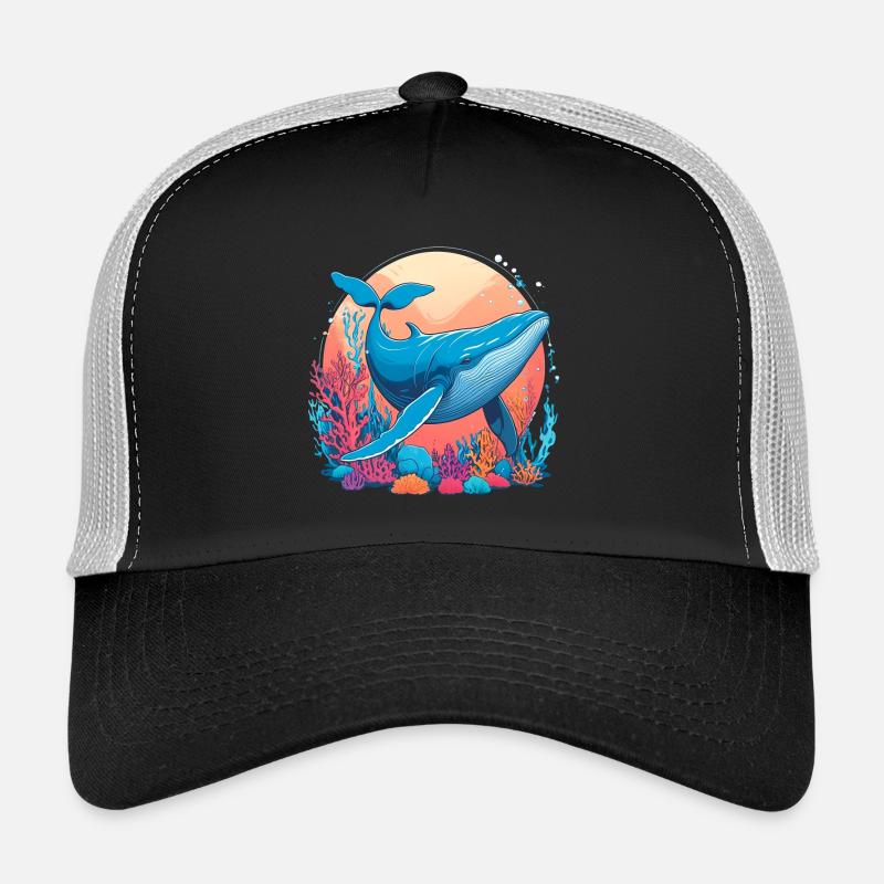 Blauwal-Zeichnung Trucker Cap