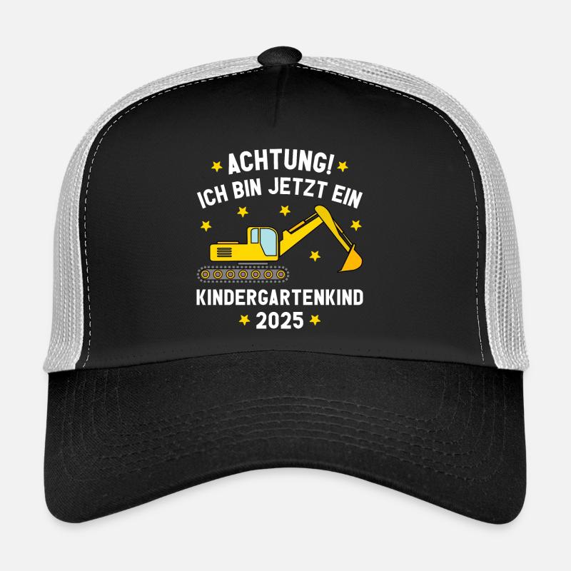 Ich bin jetzt ein Kindergartenkind 2025 Bagger - Trucker Cap - Schwarz/Steingrau