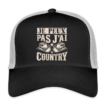 Je Peux Pas J'ai Country ,Vintage Humour Country - Casquette trucker  - noir/gris pierre - Devant