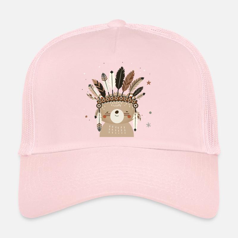 Ours mignon avec coiffe en plumes dans le style boho Casquette trucker 