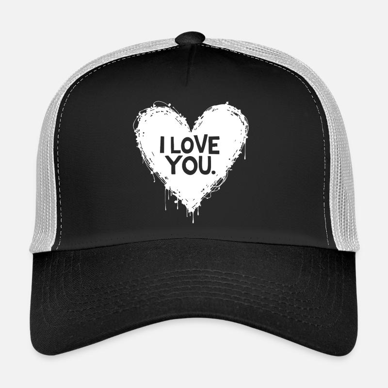 Ich liebe dich, Weiß - Trucker Cap - Schwarz/Steingrau