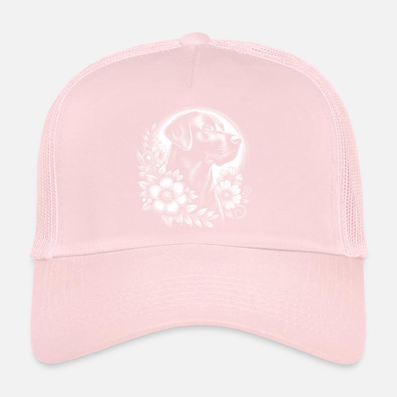 Mignon Labrador avec des fleurs comme un dessin élégant Casquette trucker 