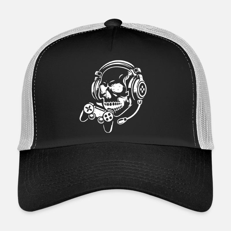 Skull with Gaming Headset Design Trucker Cap