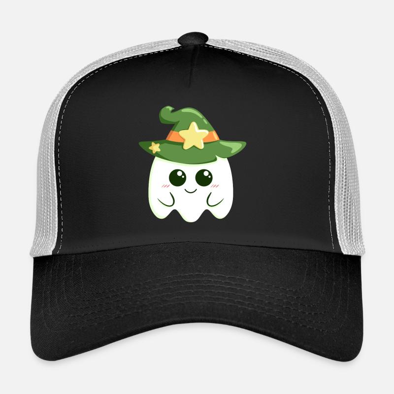 Cute ghost for Halloween dressed as a witch - Trucker Cap - black/stone grey