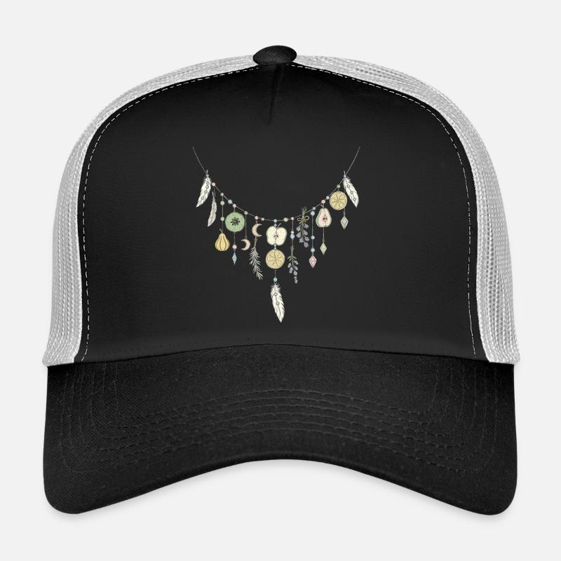 Delicate Fruit and Feather Necklace Trucker Cap