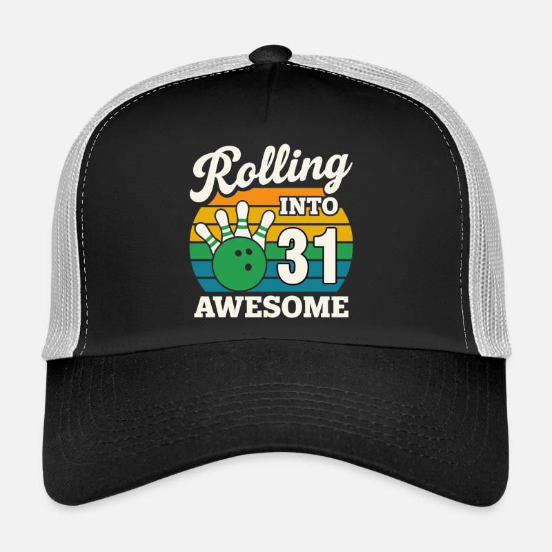Retro Bowling 31. Geburtstag Design - Trucker Cap - Schwarz/Steingrau