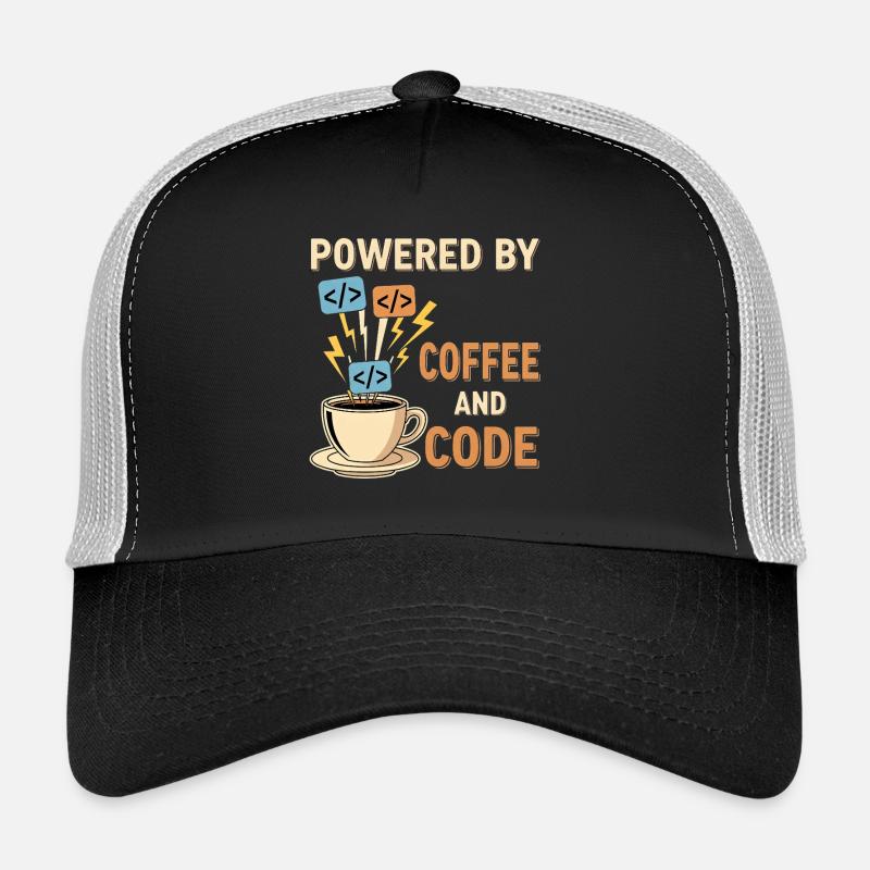 Programmierer Kaffee Motiv Design - Trucker Cap - Schwarz/Steingrau