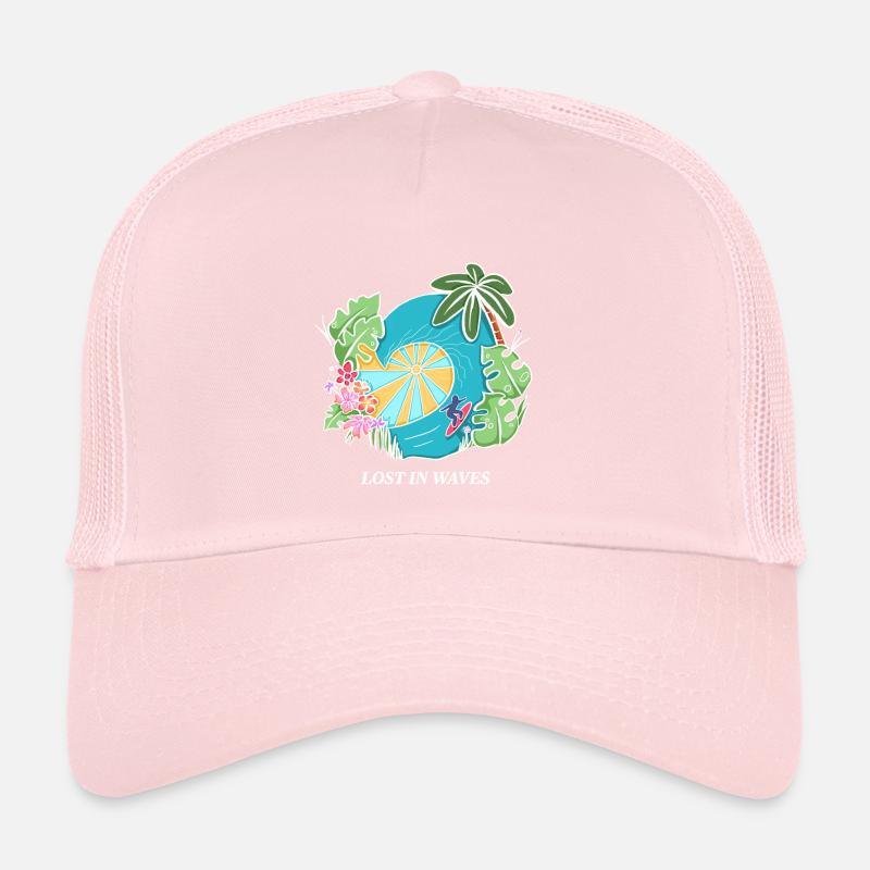 Perdu dans les vagues - Conception de vibrations de surf tropicales Casquette trucker 