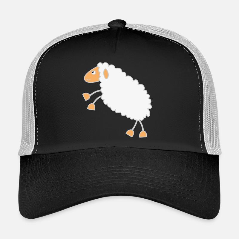 Flauschiges Schäflein Cartoon Design - Trucker Cap - Schwarz/Steingrau