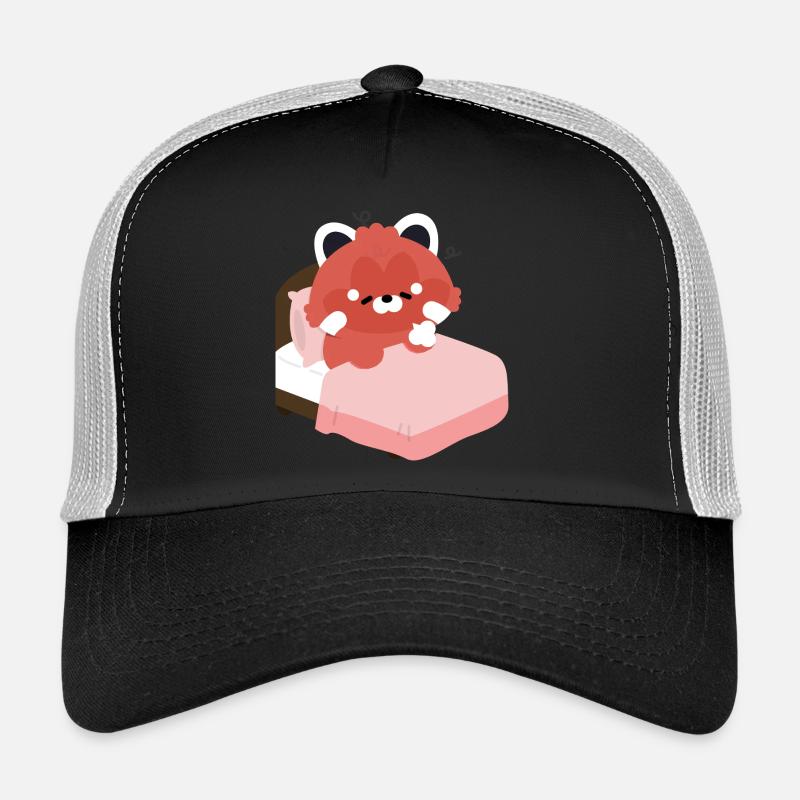 Panda roux fatigué sur le lit Casquette trucker 