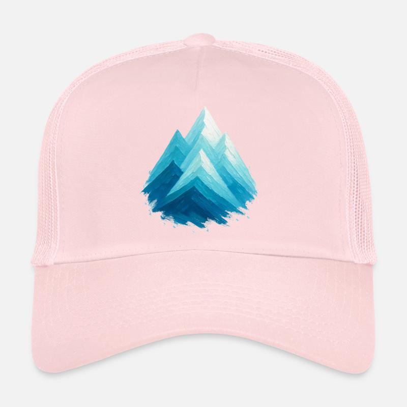 Sommets enneigés bleus aquarelle ski freeride Casquette trucker 