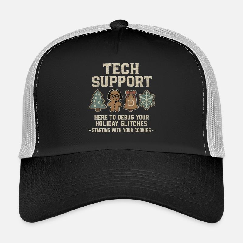 Support technique : Informaticien(ne) Sweat de Noël moche - Casquette trucker  - noir/gris pierre