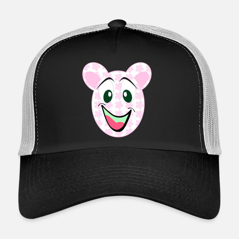 Bär Blumenmuster Lächeln - Trucker Cap - Schwarz/Steingrau