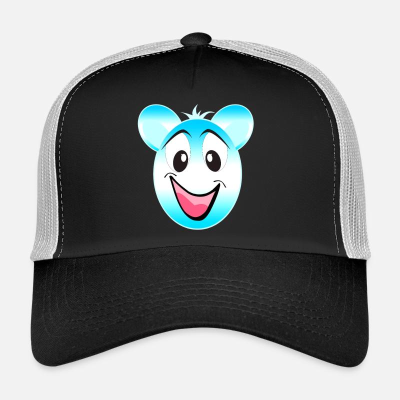 Mascotte joyeuse de l’ours bleu-blanc Casquette trucker 