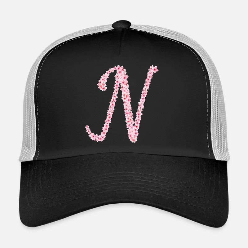 Cherry blossom initial N Trucker Cap