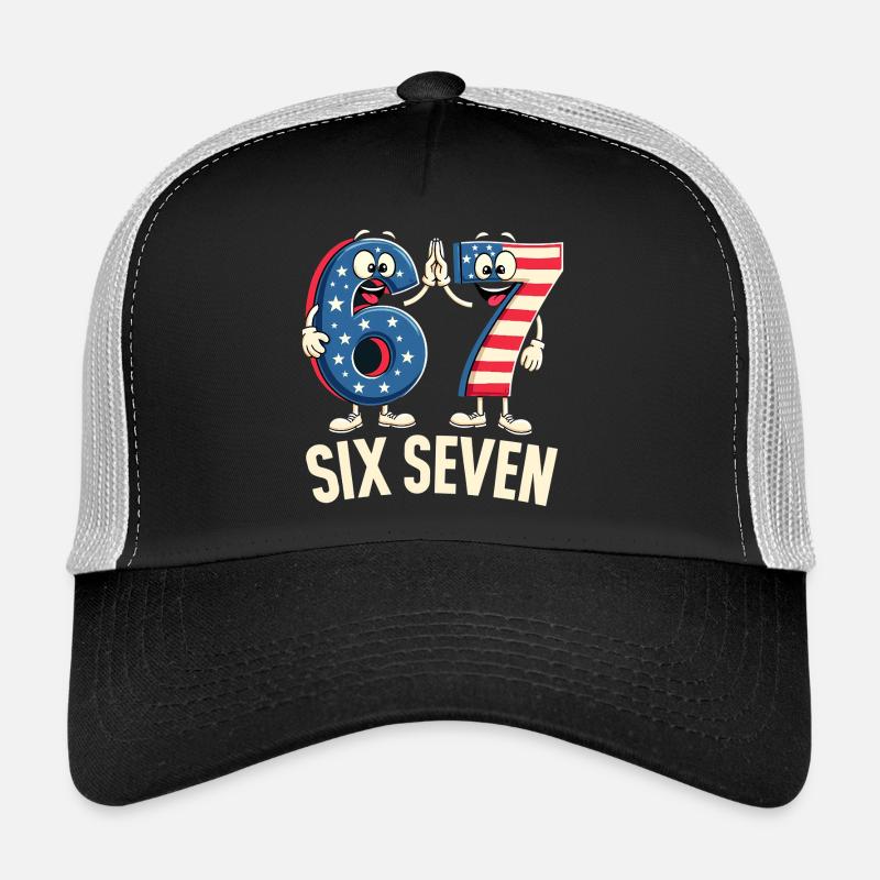 US Flag 67 Memes Six Seven - Trucker Cap - Schwarz/Steingrau