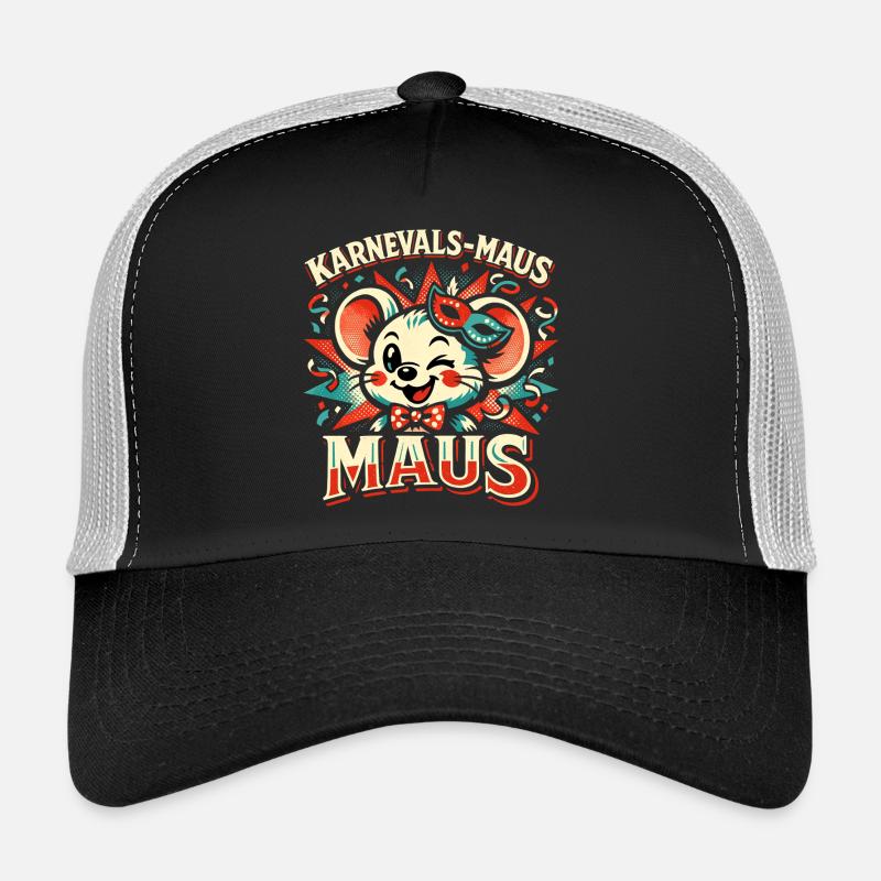 Karnevalsmaus Kostüm Damen Lustig Fasching  - Trucker Cap - Schwarz/Steingrau