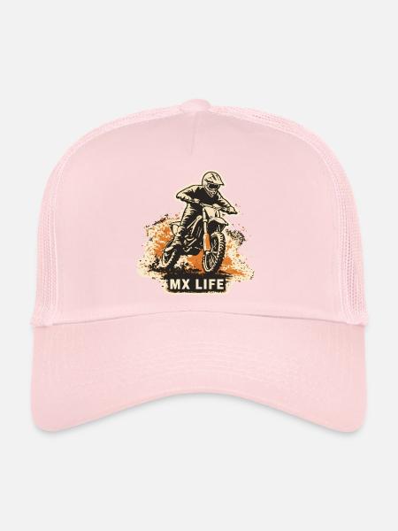 Motocross MX Life Shirt – Offroad Dirt Bike - Trucker Cap - pale pink - Front