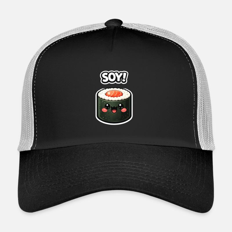 Kawaii Sushi Roll Soy Sticker - Trucker Cap - black/stone grey