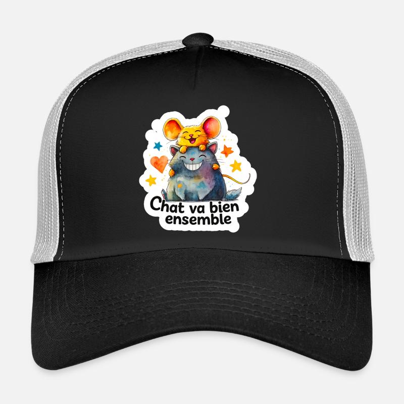 Chat et Souris Heureux Ensemble Casquette trucker 