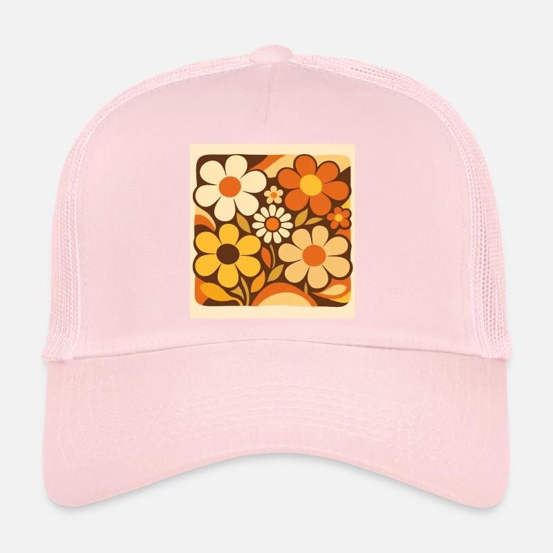 Fleurs rétro dans des tons de jaune Casquette trucker 