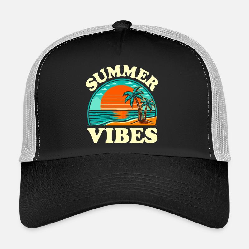 Palm Tree Summer and Sunset Vibes Trucker Cap