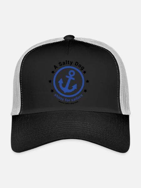 Un chien salé - Chemise à capuche Naviguant en mer du Nord, mer Baltique - Casquette trucker  - noir/gris pierre - Devant