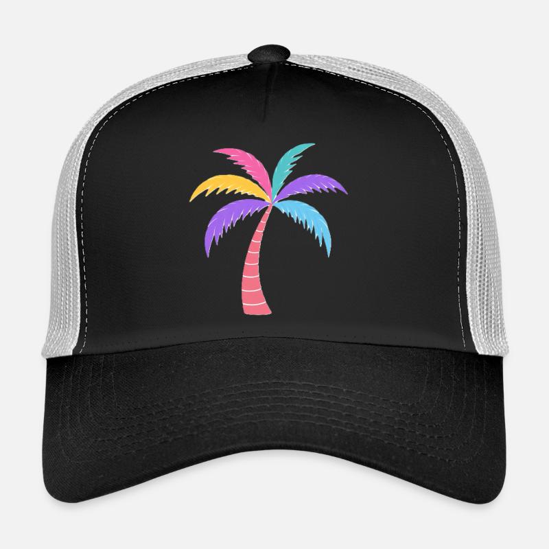 Colorful Palm Tree Rainbow Colors Trucker Cap