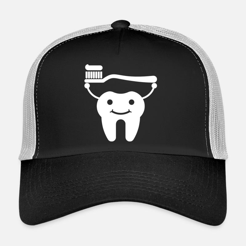 Dent avec brosse à dents et dentifrice Casquette trucker 