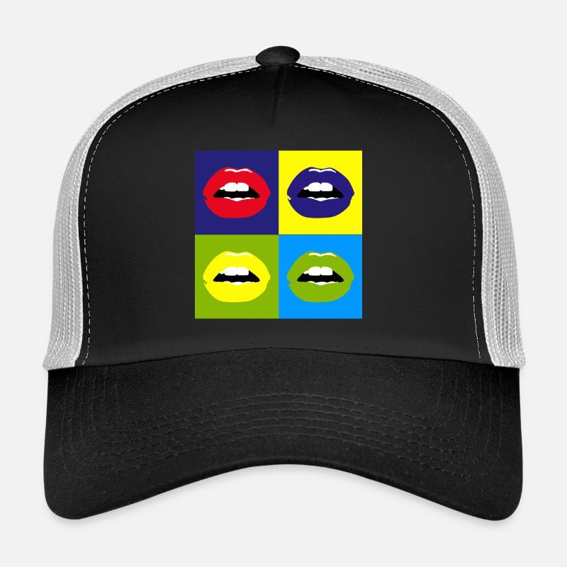 Pop Art / Comic: Kussmund, Lippen, Lippenstift Trucker Cap