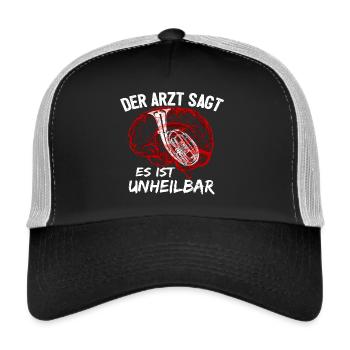 Bariton - Der Arzt sagt es ist unheilbar - rot - Trucker Cap - Schwarz/Steingrau - Vorne