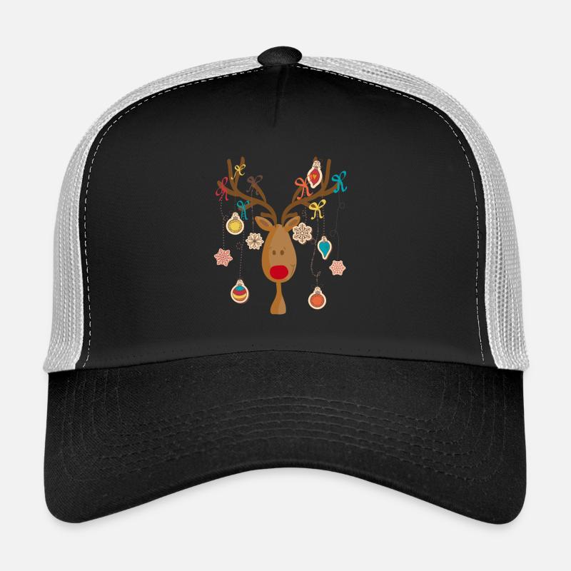 Elch mit Christbaumschmuck - Trucker Cap - Schwarz/Steingrau